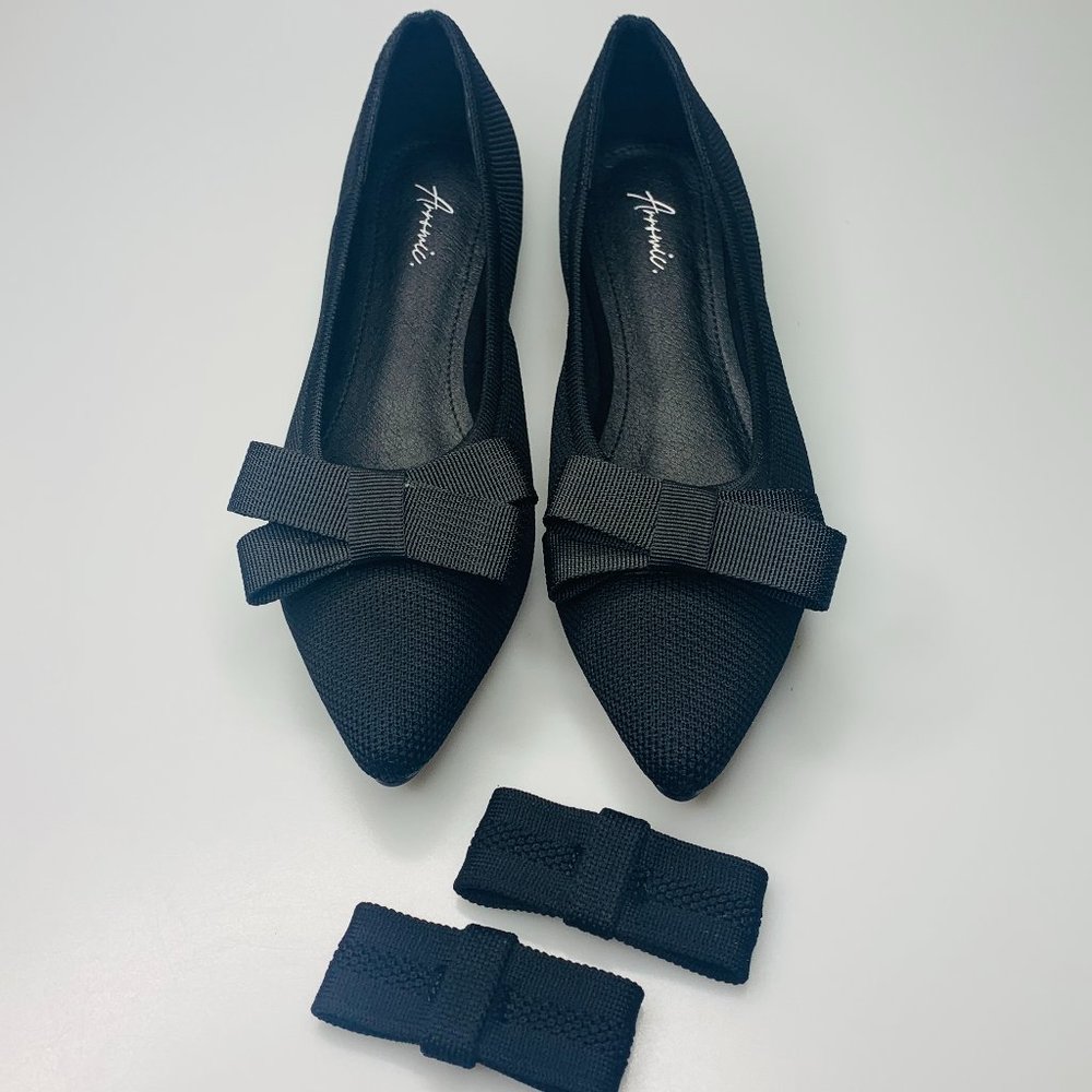 Arromic Women's Ballet Flats with Memory Foam and 2 Removable Bows, Size 6-6.5